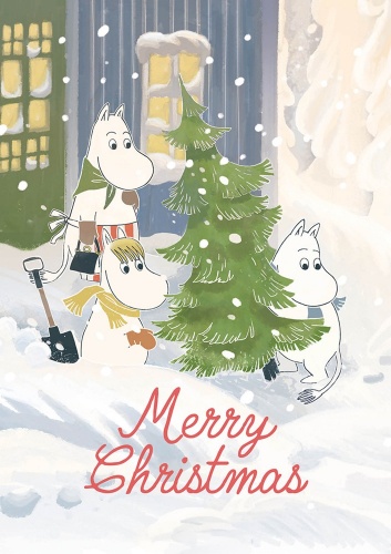 Merry Christmas Moomins Carrying Christmas Tree Card